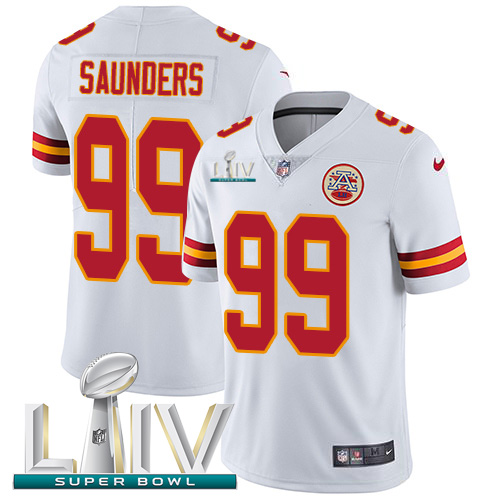 Kansas City Chiefs Nike #99 Khalen Saunders White Super Bowl LIV 2020 Youth Stitched NFL Vapor Untouchable Limited Jersey